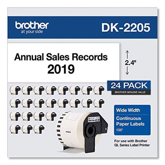 Brother DK-220524PK Continuous Paper Label Rolls 2.4 x 100 Feet, (24) Rolls