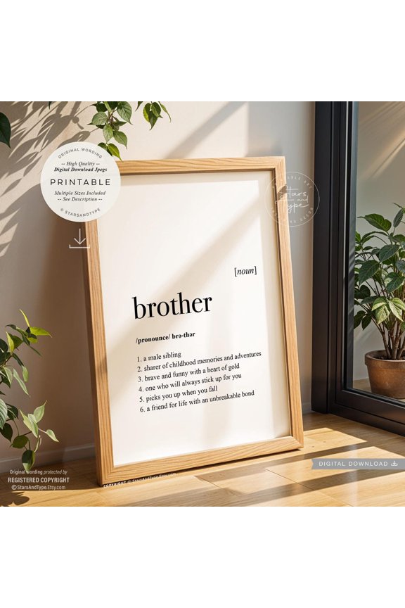 Brother Definition Dictionary Quote Unframed Paper Print