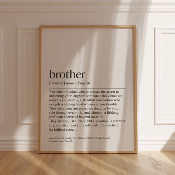 Brother Definition Typography Poster, Unframed Paper Poster 8x10in