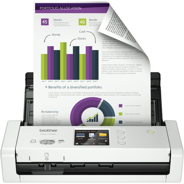 Brother ADS-1700W Desktop Scanner, Compact, Wireless, Document & Photo ...