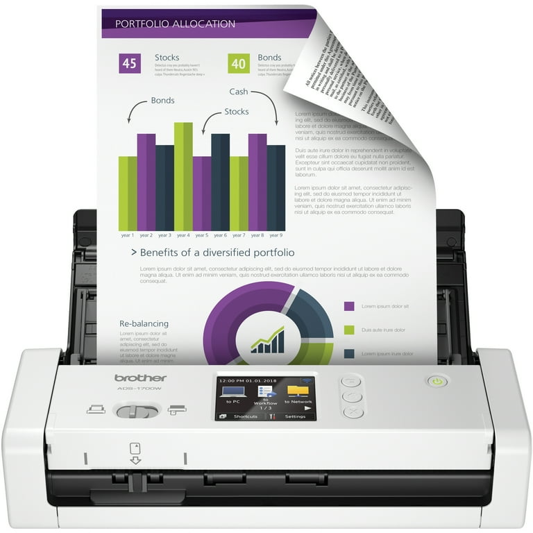 ADS1700W Wireless Compact Color Desktop Scanner with Duplex and Touchscreen ADS1700W Wireless Compact Color Desktop Scanner with Duplex and Touchscreen