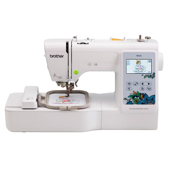 Brother Embroidery Machine, PE535, 80 Built-in Designs, 9 Font Styles, 4" x 4" Embroidery Area, 3.2in LCD Touchscreen, USB