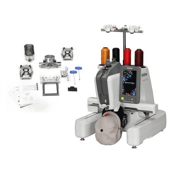 Brother Entrepreneur One PR1X Single Needle Embroidery Machine 12x8 with PRSPRTKIT1 Sports Hat Frame Kit Bundle