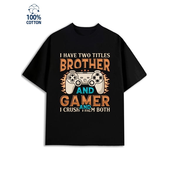 Brother Gamer Tee men games 180G 100% Cotton black game funny Unique Design Unisex Shirt Graphic tshirts Retro Unisex Shirt Short Sleeve tshirts Retro Unisex Shirt Printed tshirts