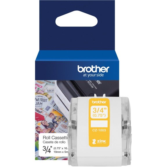 Brother Genuine CZ-1003 Continuous Length 19 mm Wide x 16.4 ft Label Roll, ZINK Zero Ink Technology