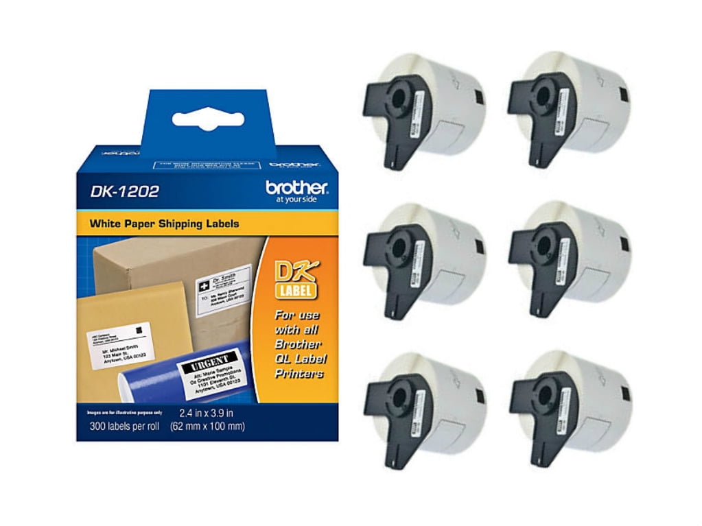 Brother Genuine DK1202 DieCut Shipping Paper Labels, 300 Labels per
