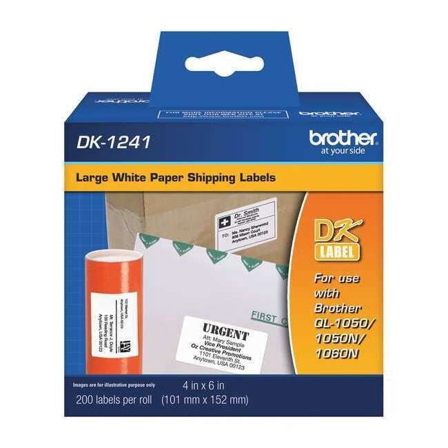 Brother Genuine DK-1241 Die-Cut Shipping Paper Labels for Brother QL Label Printers, 4 in x 6 in (101 mm x 152 mm), DK1241