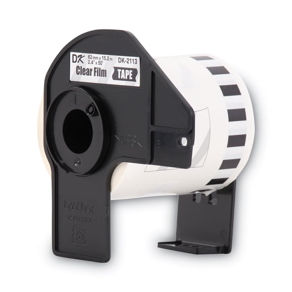 Brother Genuine DK-2113 Continuous Length Black on Clear Film Tape for Brother QL Label Printers, 2.4" x 50' (62mm x 15.2M), 1 Roll per Box, DK2113