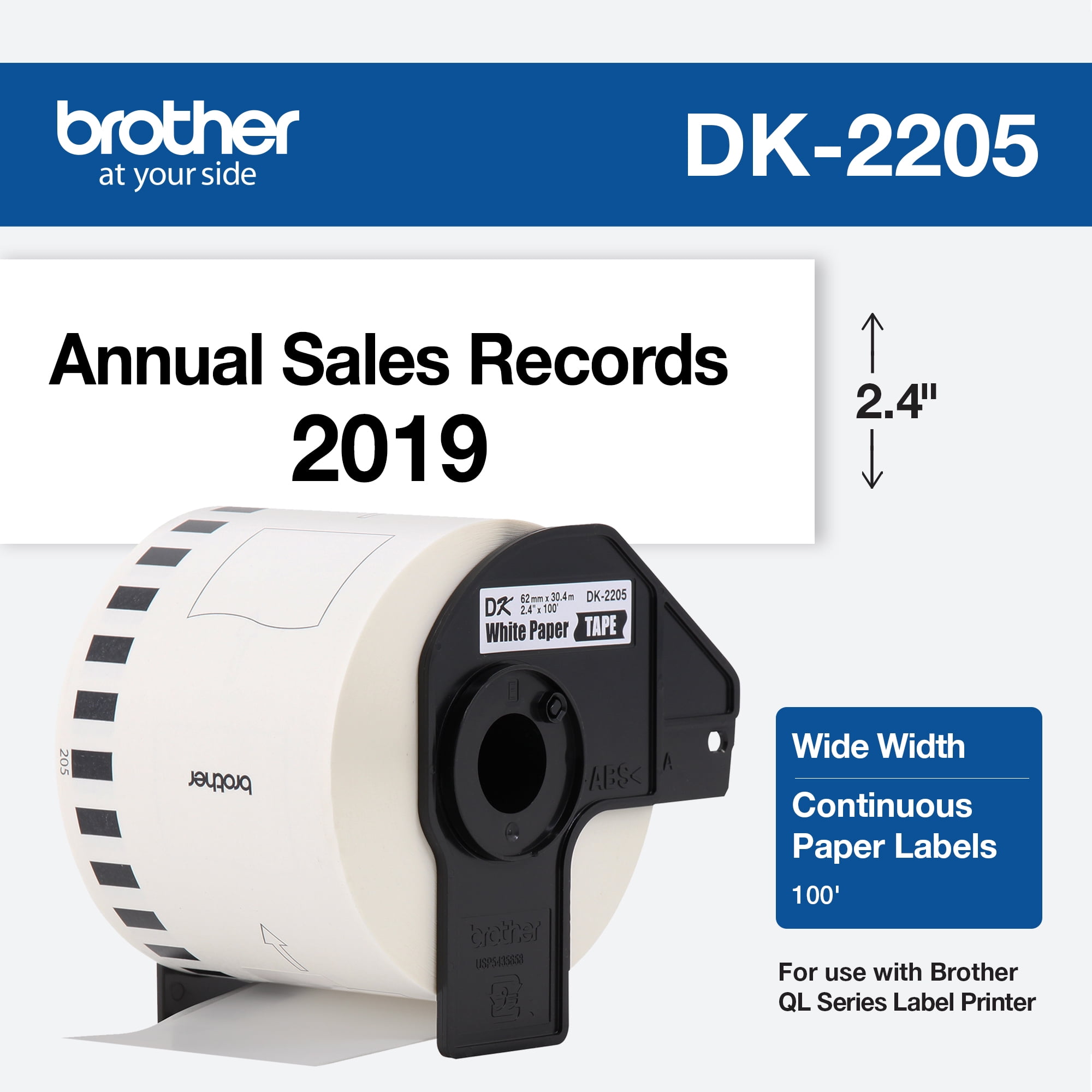 Brother Genuine, DK-220524PK Continuous Paper Label Roll, Cut-to-Length Label, 24-Pack