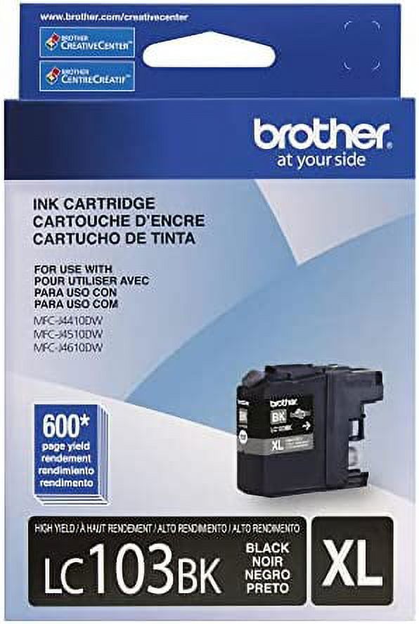 Brother Genuine High Yield Black Ink Cartridge, LC103BK, Replacement