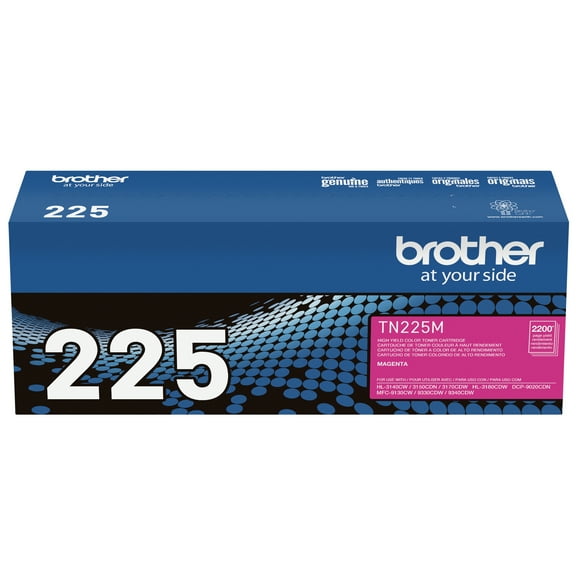 Brother Genuine High Yield Toner Cartridge, TN225M, Replacement Magenta Toner, Page Yield Up To 2,200 Pages