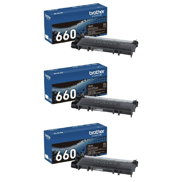 Brother Genuine High Yield Toner Cartridges, TN660, Replacement Black Toner Three Pack, Page Yield Up To 2,600 Pages/Cartridge