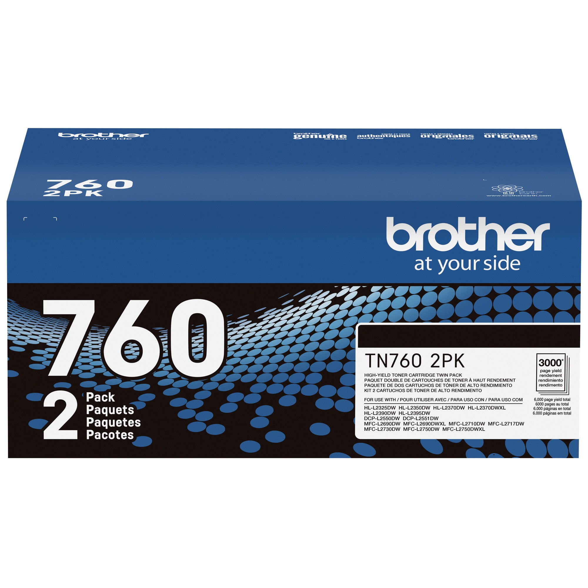serviet tage medicin klatre Brother Genuine High-yield Black Printer Toner Cartridges, TN7602PK -  Walmart.com