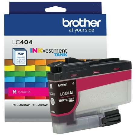 Brother Genuine INKvestment Tank Standard Yield Magenta Ink Cartridge, LC404M, Up to 750 Pages