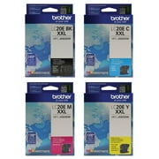 Brother LC-20E Color Printer Cartridge, Black/Cyan/Magenta/Yellow, LC20EBK, LC20EC, 1 Pack