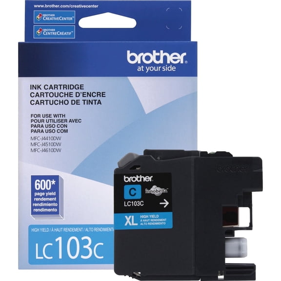 Brother Genuine LC103C High-yield Printer Ink Cartridge, Cyan. Sold Without Manufacturer Warranty