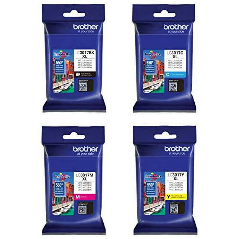 Brother Genuine LC3017 (Black, Cyan, Magenta, Yellow) High Yield Color Ink, 4 Pack Brother Genuine LC3017 (Black, Cyan, Magenta, Yellow) High Yield Color Ink, 4 Pack