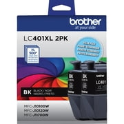 Brother Genuine LC401XL 2PK High Yield 2-Pack Black Printer Ink Cartridges