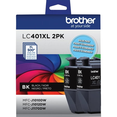 Brother Genuine LC401XL 2PK High Yield 2-Pack Black Printer Ink Cartridges