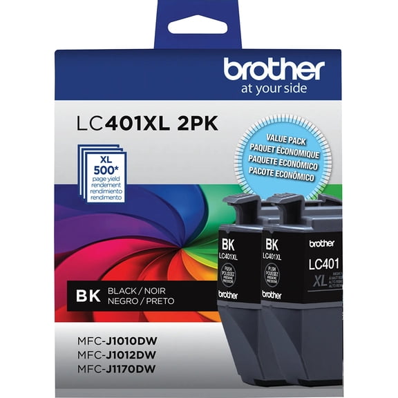 Brother Genuine LC401XL 2PK High Yield 2-Pack Black Printer Ink Cartridges