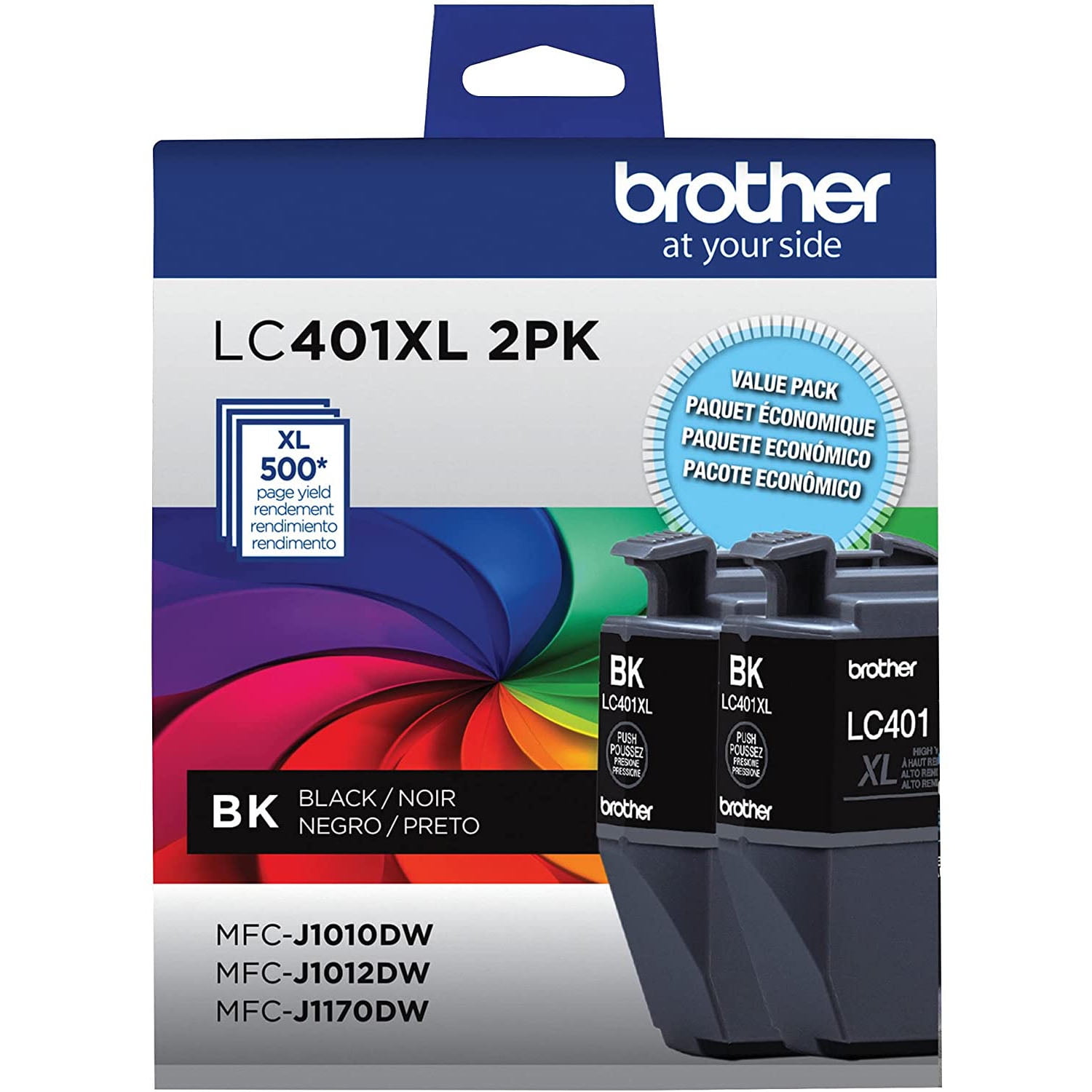 Brother Genuine LC401XL 2PK High Yield 2-Pack Black Printer Ink Cartridges