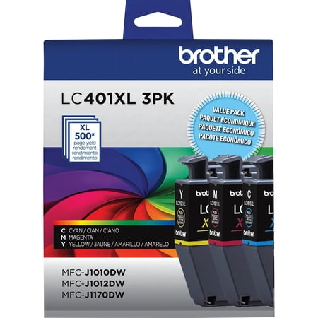 Brother Genuine LC401XL High-Yield Color Printer Ink Cartridges Cyan, Magenta and Yellow, 3-Pack