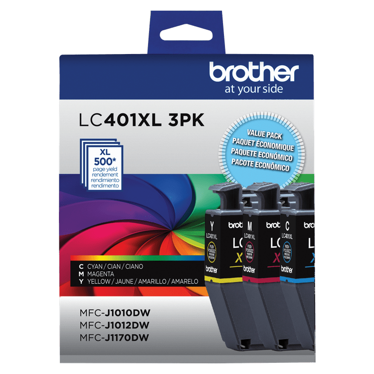 Brother, Ink Cartridges, LC401XL3PK High Yield 3-Pack, Color