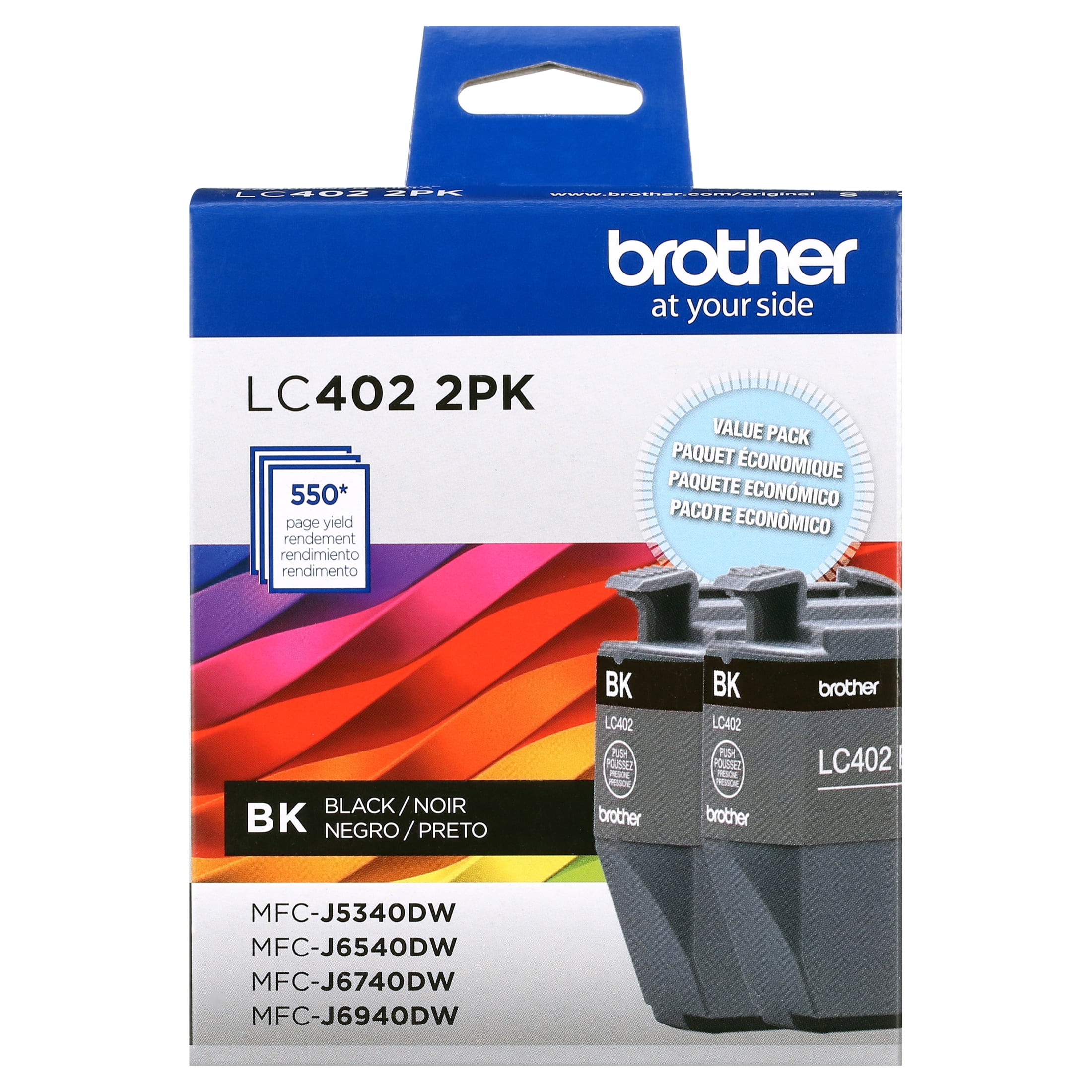 Brother Genuine LC402 2PK 2-Pack of Standard Yield Black Printer Ink Cartridges