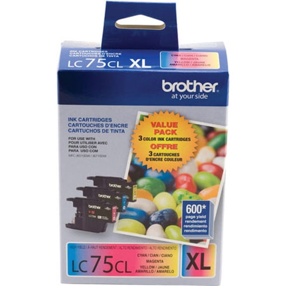 Brother Genuine LC753PKS High-Yield Printer Ink Cartridges, Cyan/Magenta/Yellow