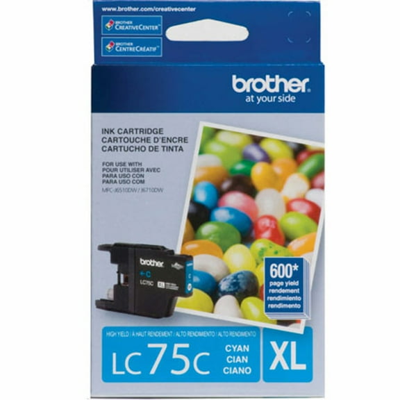 Brother Genuine LC75C Innobella High-Yield Printer Ink, Cyan