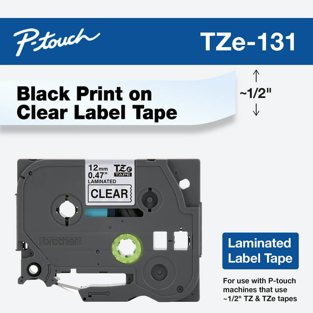 Brother Genuine P-Touch TZE-131 Standard Black on Clear Laminated Tape