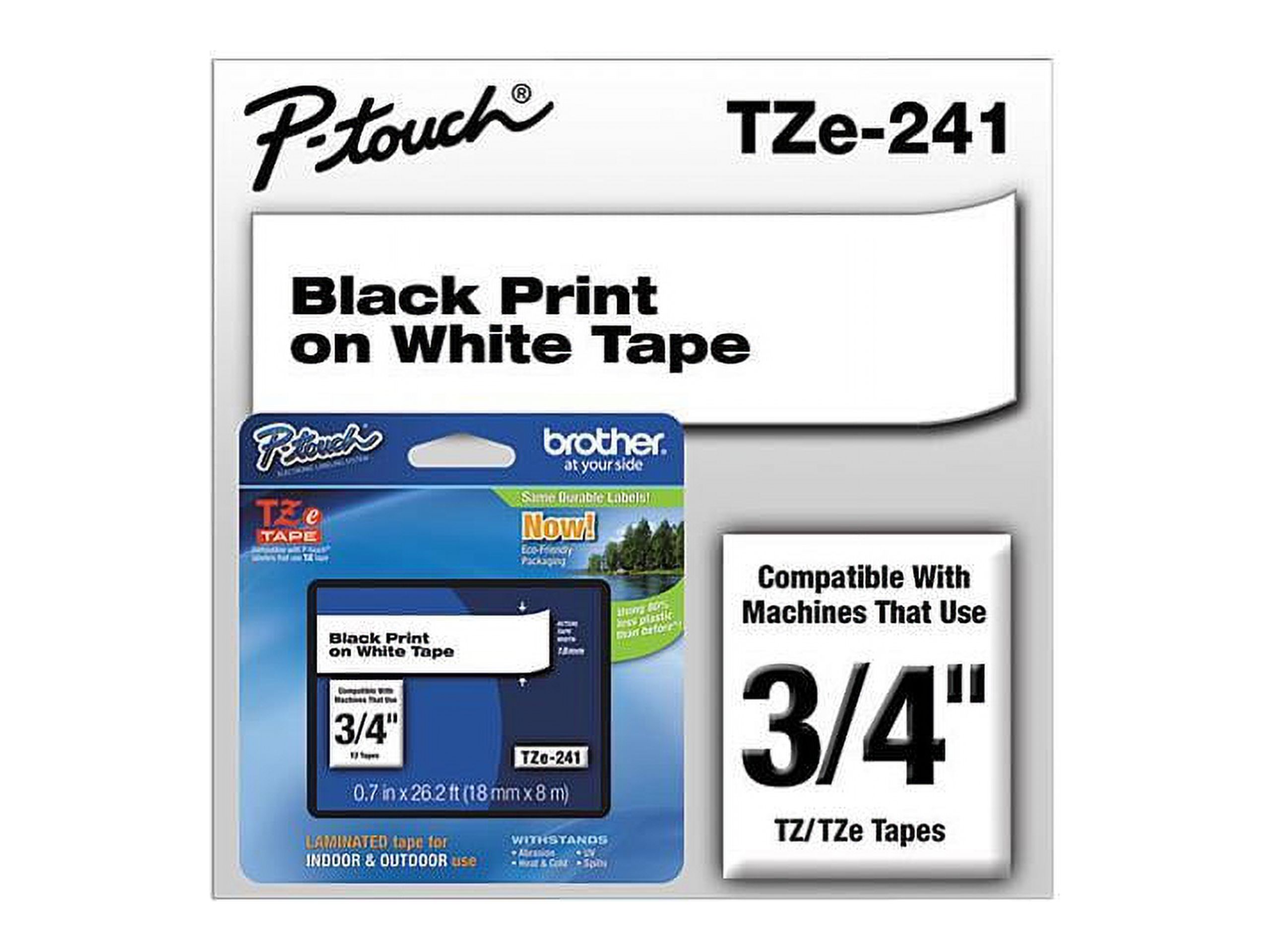 Brother Genuine P-Touch TZE-241 Tape, 3/4" Standard Laminated Tape, Black on White, 1 Pack - image 1 of 7