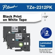 Brother Genuine P-Touch, TZE2312PK, 0.47" x 26.2', Standard Laminated Tape, Black on White, 2 Pack