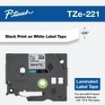 thumbnail image 1 of Brother Genuine P-touch TZE-221 Tape, 3/8" (0.35") Standard Laminated P-touch Tape, Black on White, Laminated for Indoor or Outdoor Use, Water Resistant, 26.2 Feet (8M), Single-Pack, 1 of 11