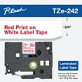 thumbnail image 1 of Brother Genuine P-touch TZE-242 Tape, 3/4" (0.7") Wide Standard Laminated Label Maker Tape, Red on White, 0.7 in. x 26.2 ft. (18mm x 8M), TZE242, 1 of 6