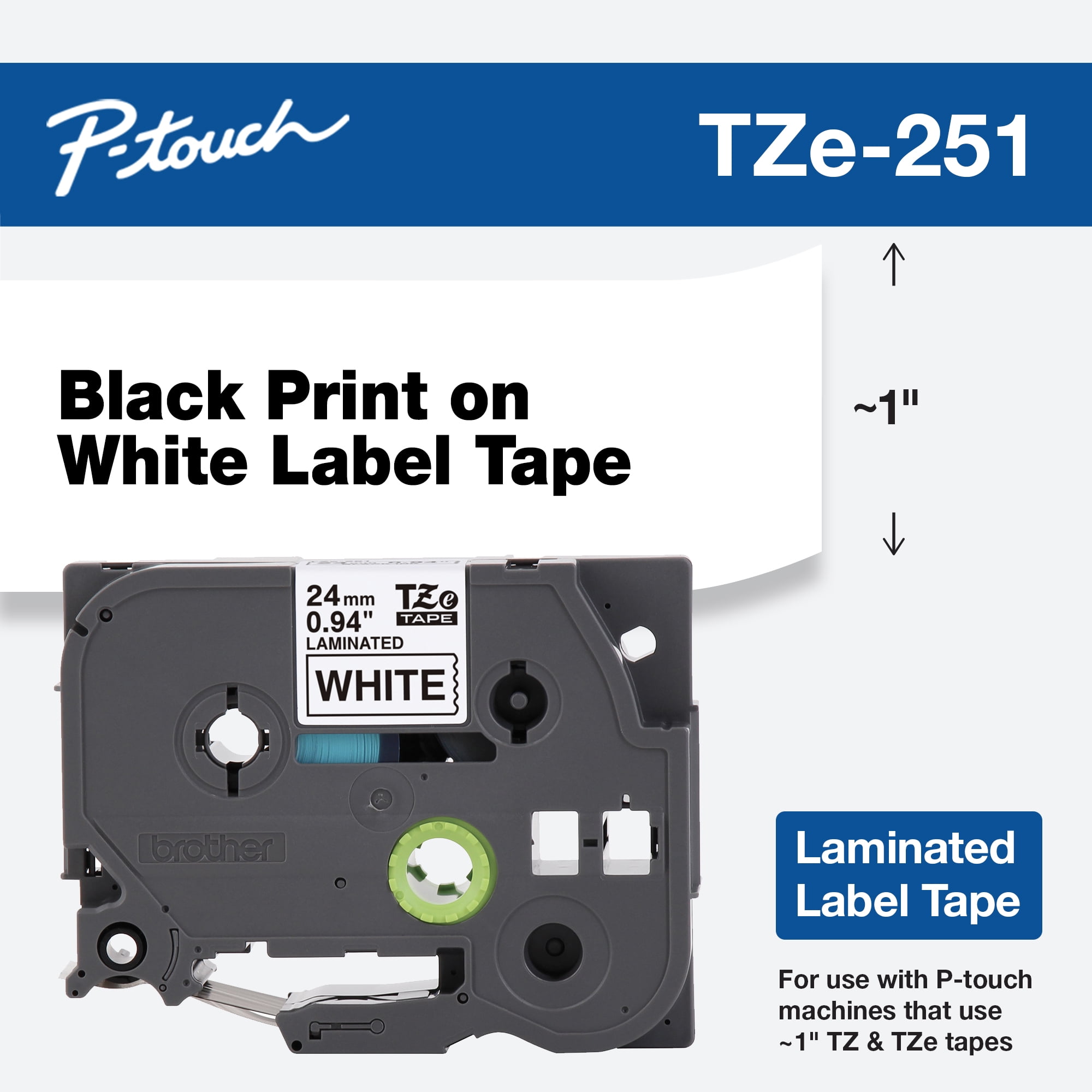 Brother Genuine P-touch TZE-251 Tape, Standard Laminated P-touch Tape ...