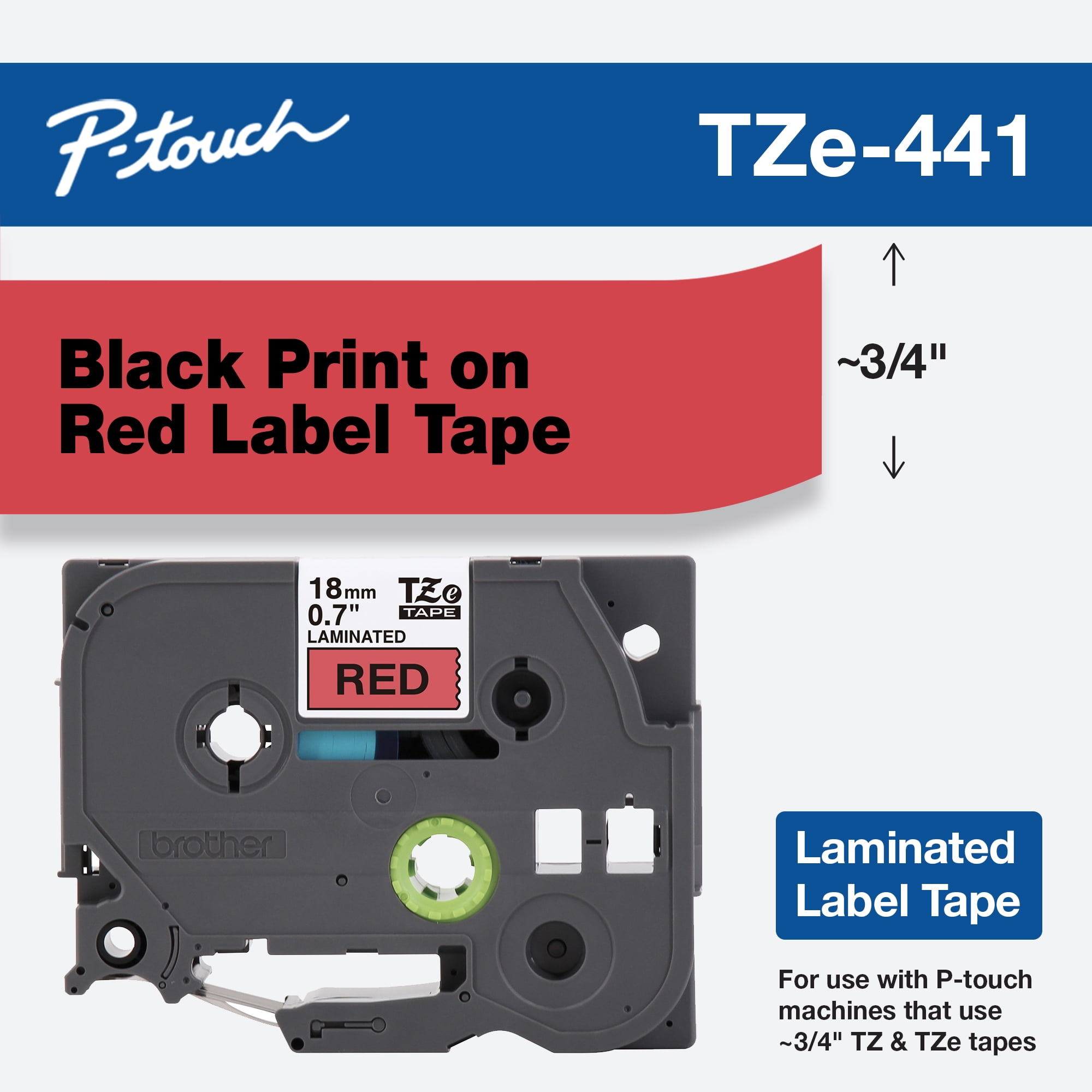 Brother Genuine P-touch TZE-441 Tape, 3/4