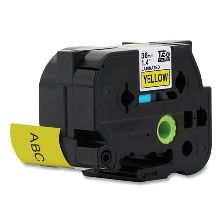 Brother Genuine P-touch TZE-661 Tape, 1-1/2" (1.4") Wide Standard Laminated Label Maker Tape, Black on Yellow,1.4 in. x 26.2 ft. (36mm x 8M),TZE661