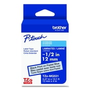 Brother Genuine P-touch TZE-MQ531 Tape, 1/2" (0.47") Standard Laminated Label Maker Tape, Black on Pastel Blue, 0.47 in.