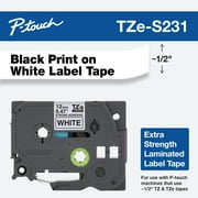 Brother Genuine P-touch TZE-S231 Label Tape, 1/2" (0.47") Extra Strength Laminated P-touch Tape, Black on White