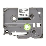 Brother Genuine P-touch TZE211 1/4" Black Print on White Laminated Label Tape