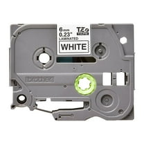 Brother Genuine P-touch TZE211 1/4" Black Print on White Laminated Label Tape