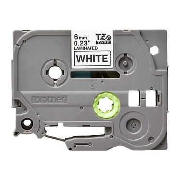 Brother Genuine P-touch TZE211 1/4" Black Print on White Laminated Label Tape