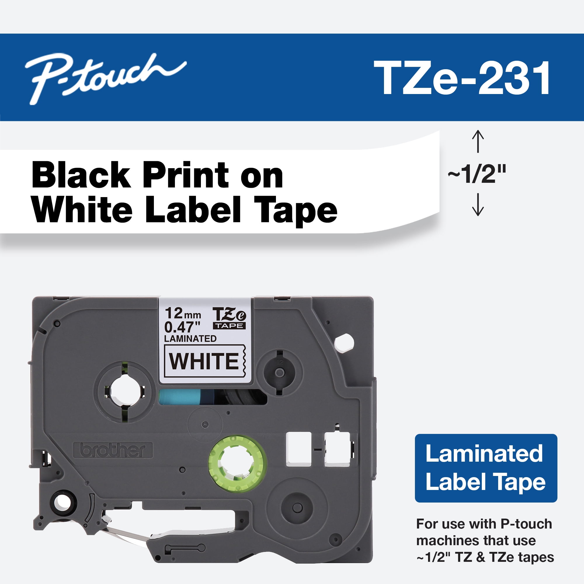 Brother TZE-FX231 Black on White Flexible ID Tape for P