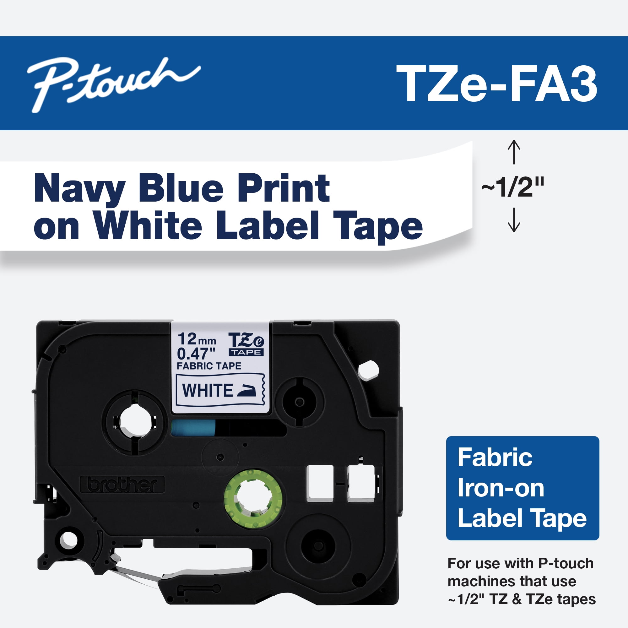 Brother, Fabric Laminated Label Tape, TZEFA3, 1/2