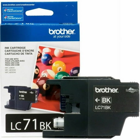 Brother Genuine Standard Yield Black Ink Cartridge, LC71BK, Replacement Black Ink, Page Yield Up To 300 Pages, LC71