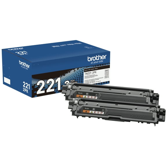 Brother Genuine Standard Yield Black Printer Toner Cartridge, TN2212PK, Two-Pack