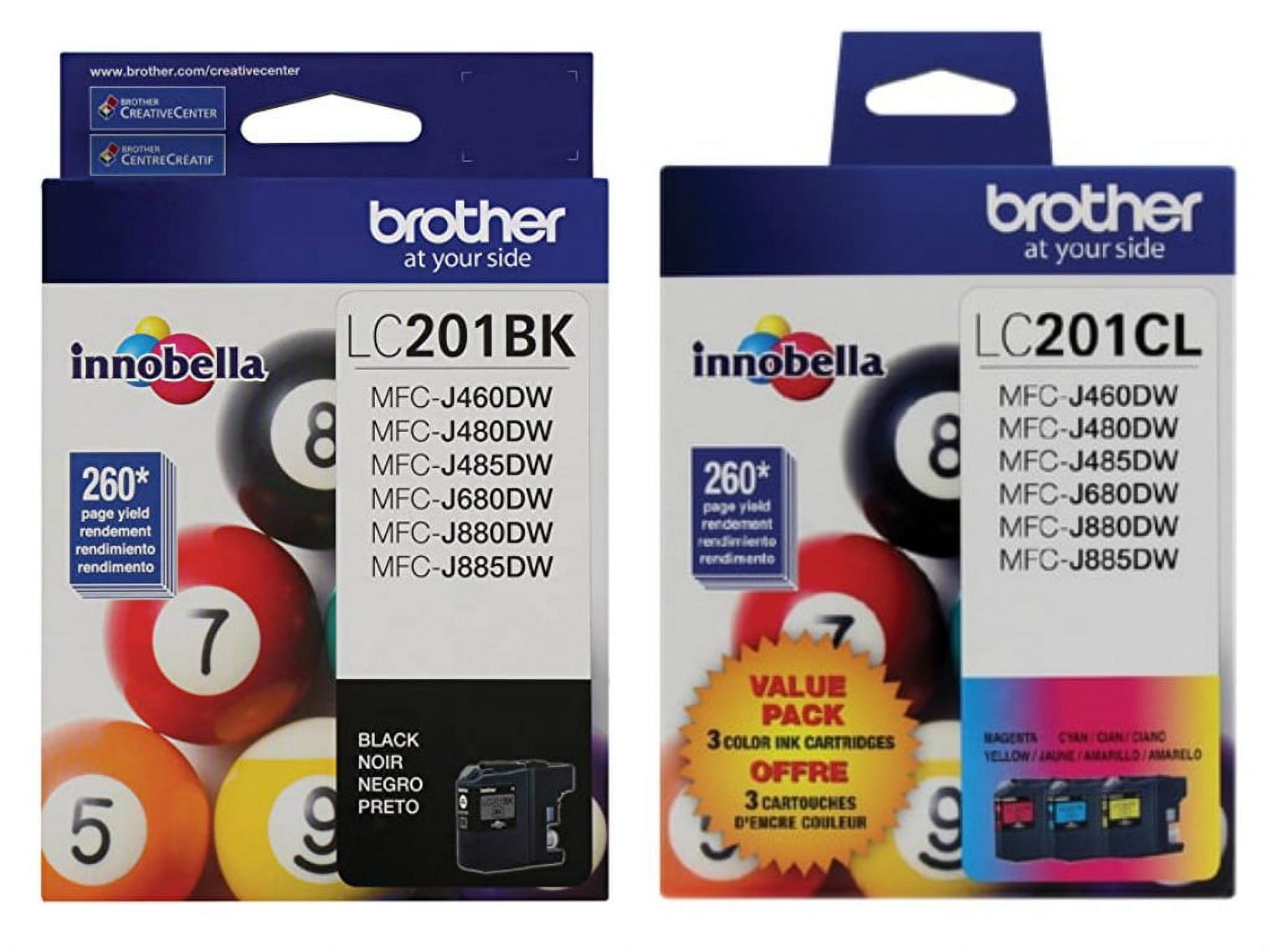 Brother Genuine Standard Yield Ink Cartridges LC201 Assorted Colors