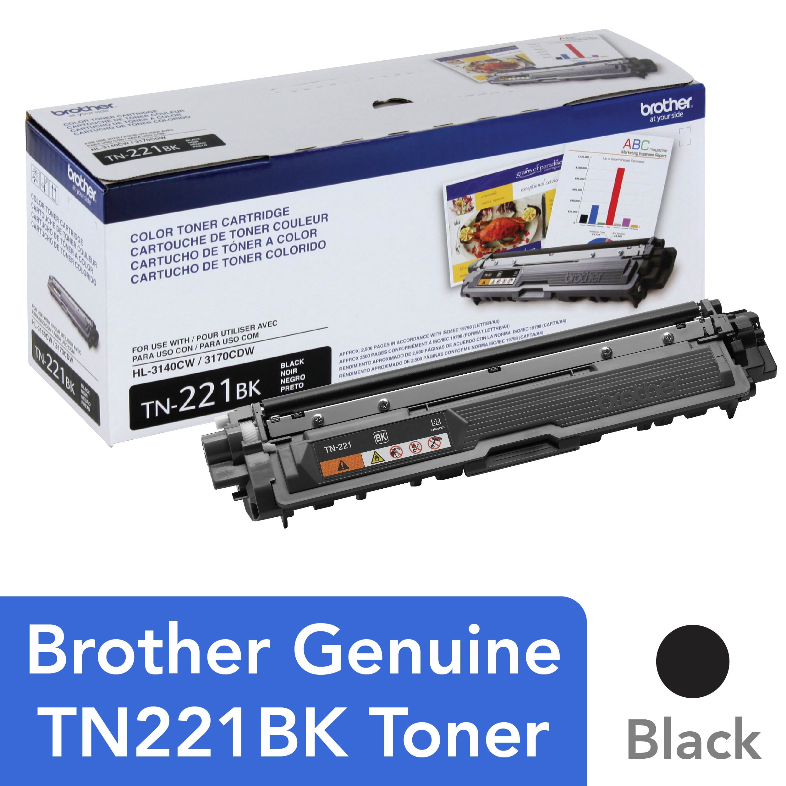 Brother TN221BK Toner Cartridge - Black (For Brother HL-3140CW, HL