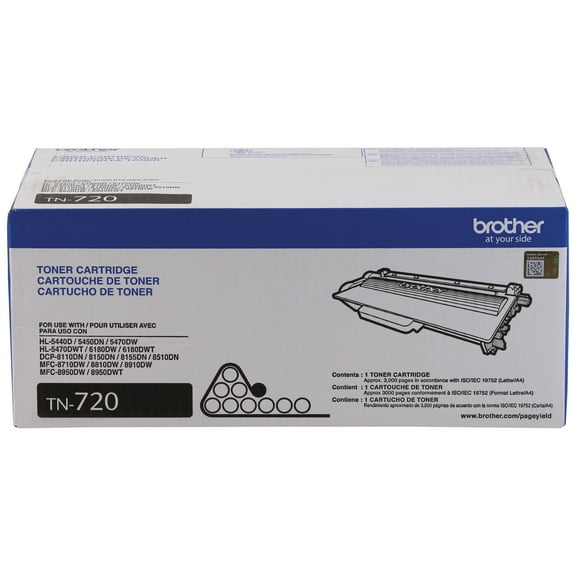 Brother Genuine TN720 Printer Toner Cartridge, Black